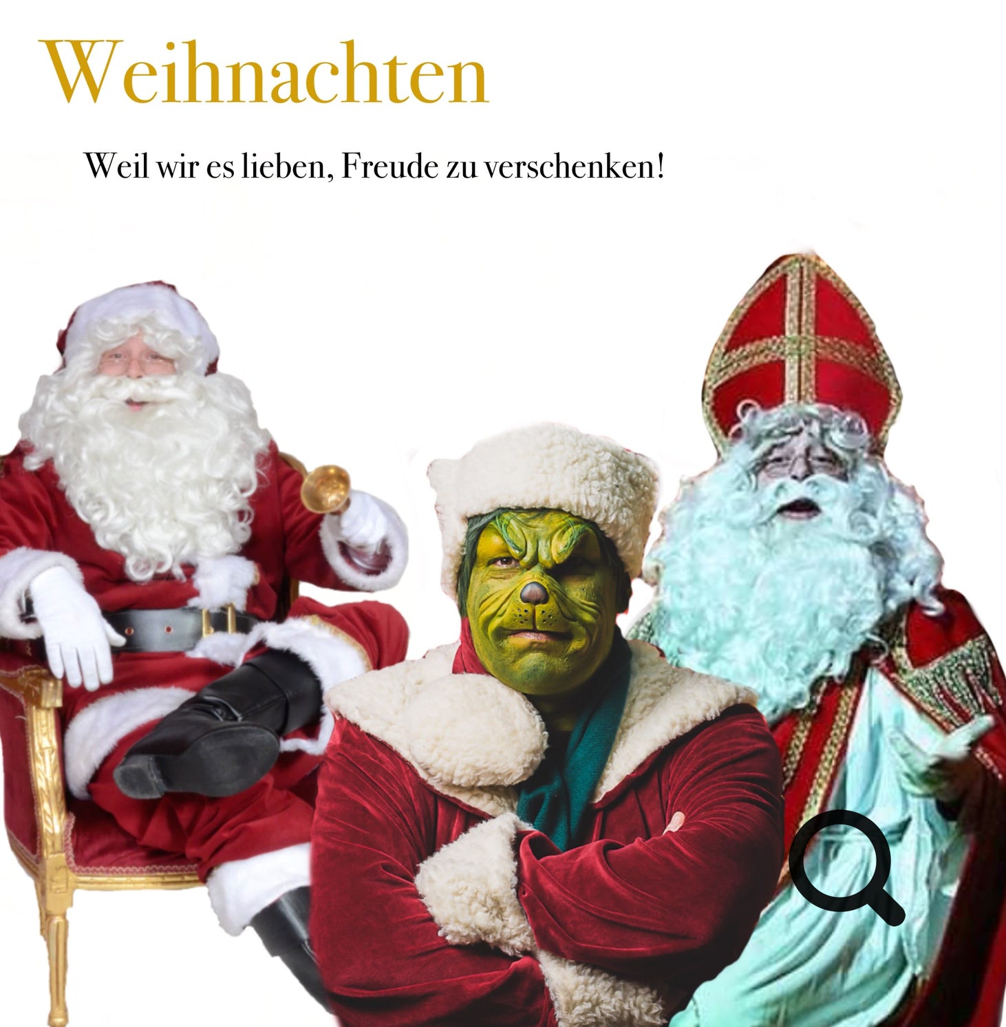 weil wir weihnachten lieben und weil wir es lieben freude zu verschenken haben wir den schönsten Weihnachtsmann, ein jongleirendes Engelchen und ein vor freude nur zu sprühenden Grinch. Theater Liebreiz Lübeck