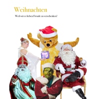 weil wir weihnachten lieben und weil wir es lieben freude zu verschenken haben wir den schönsten Weihnachtsmann, ein jongleirendes Engelchen und ein vor freude nur zu sprühenden Grinch. Theater Liebreiz Lübeck